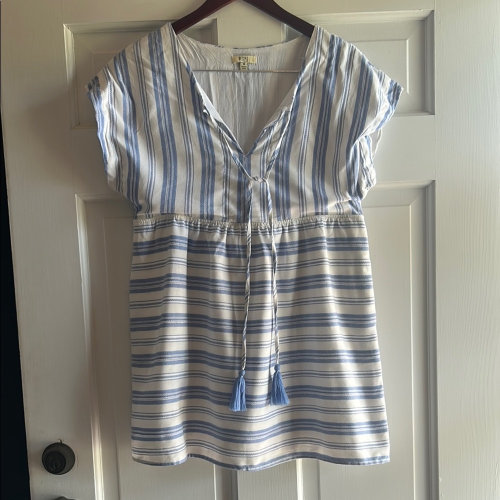 Blue and White Striped mini dress